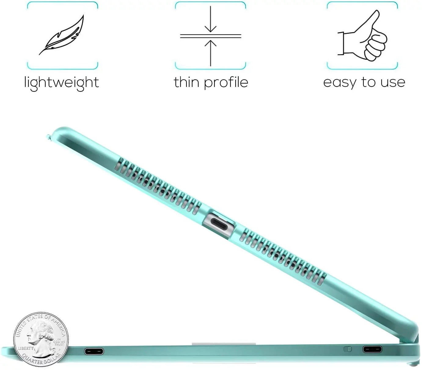 Generation iPad with iPad 10.2-inch Protective 10.5, 7th 8th 9th Typecase Backlit Cover Holder Gen, Trackpad (2020), Case Pencil Generation (2021), Keyboard for Slim (Seafoam) 3, with Wireless Pro Air