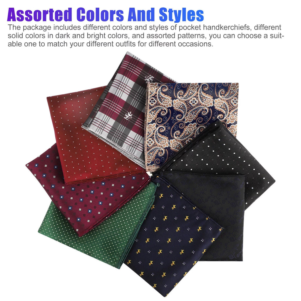 Wedding Dot Hanky Floral Silk Fashion Party Pocket Handkerchief Square Men 8PCS