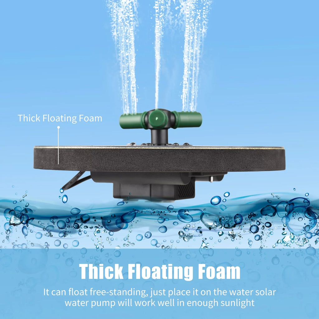 Inch 6W Small Bird 9 Fountain Pump Solar Pond Nozzle Bath for Solar Garden LED Colorful Auto-Shut liquid Rotatable Battery Pump Fountain Light off With With