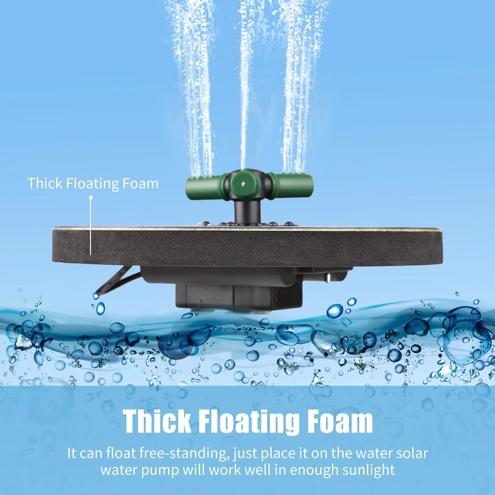 Inch 6W Small Bird 9 Fountain Pump Solar Pond Nozzle Bath for Solar Garden LED Colorful Auto-Shut liquid Rotatable Battery Pump Fountain Light off With With