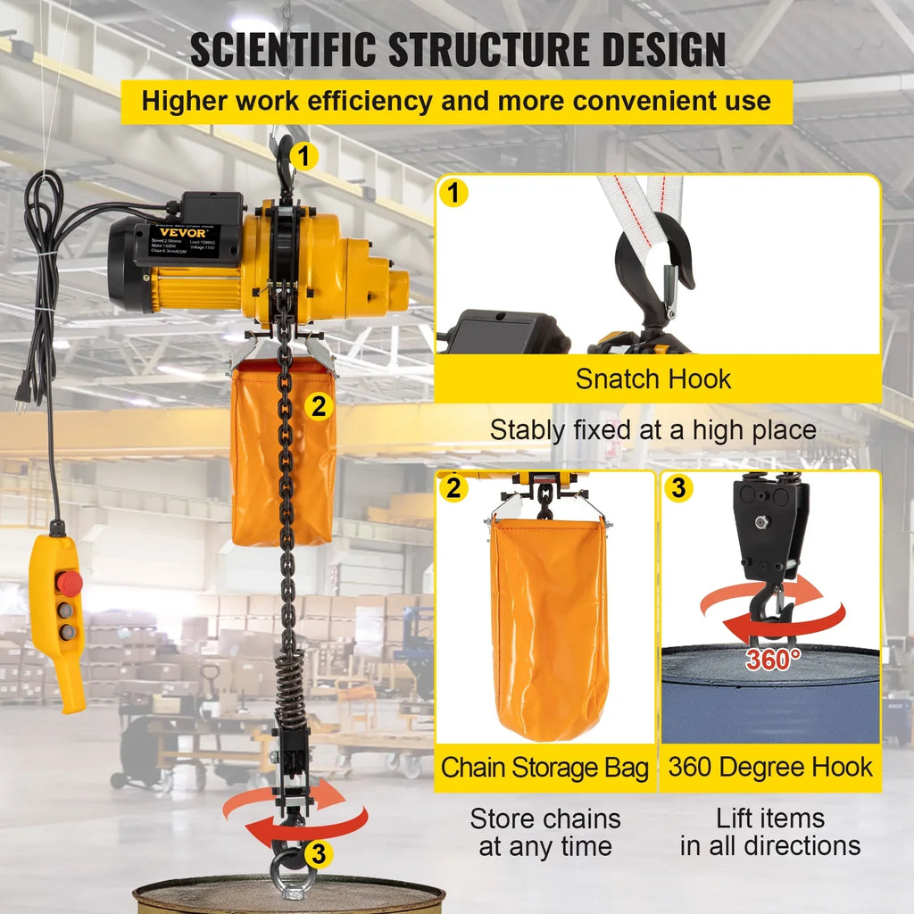 Height, Winch of Crane In Construction Control, Ceiling Lift 10ft Lift Remote Winch lbs Wired Warehouses, 110V Factories, Hoist, 2200 10ft w/ Garage Pulley Used Overhead Electric VEVOR Electric