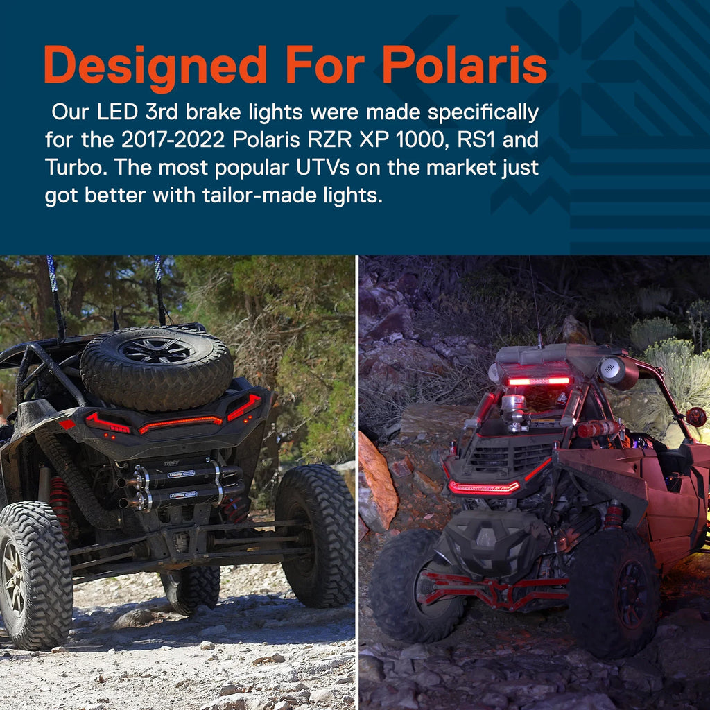 RZR [DOT-Rated] XP 3rd 1000 Center LED Design] Smoked Brake XP 2020 Turbo 2019 Light UTV 2022 Polaris 2021 1000 [Thunder - Tail Sportsman for