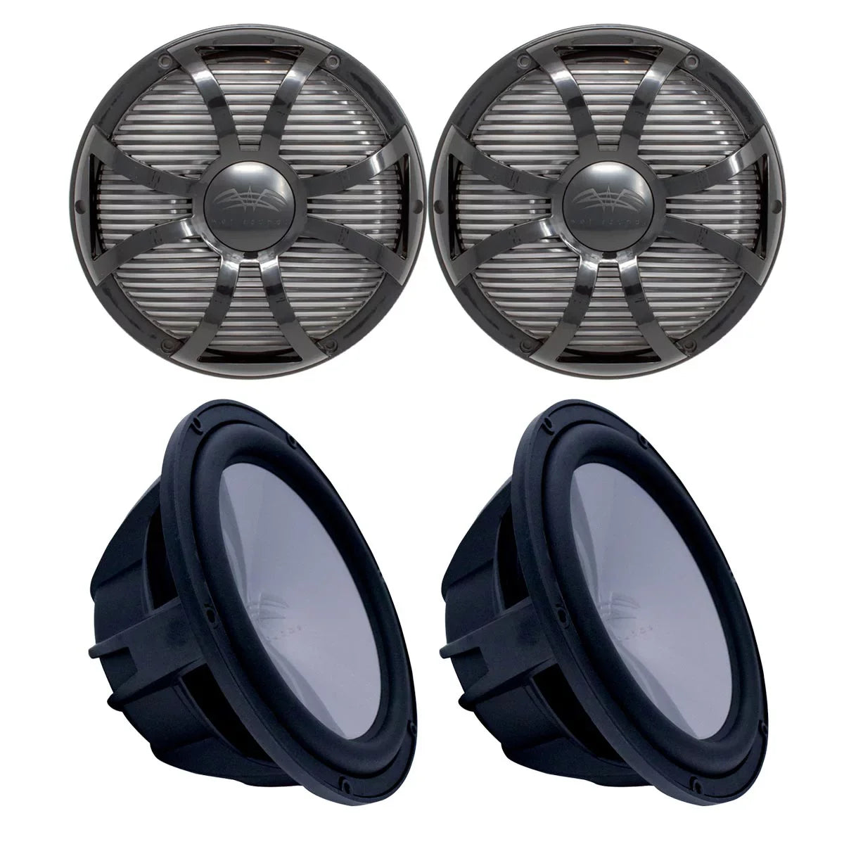 Sounds SW Subwoofers Black Two Grills Revo Closed Wet - Ohm & Grills Black 4 10" Subwoofers Face - &