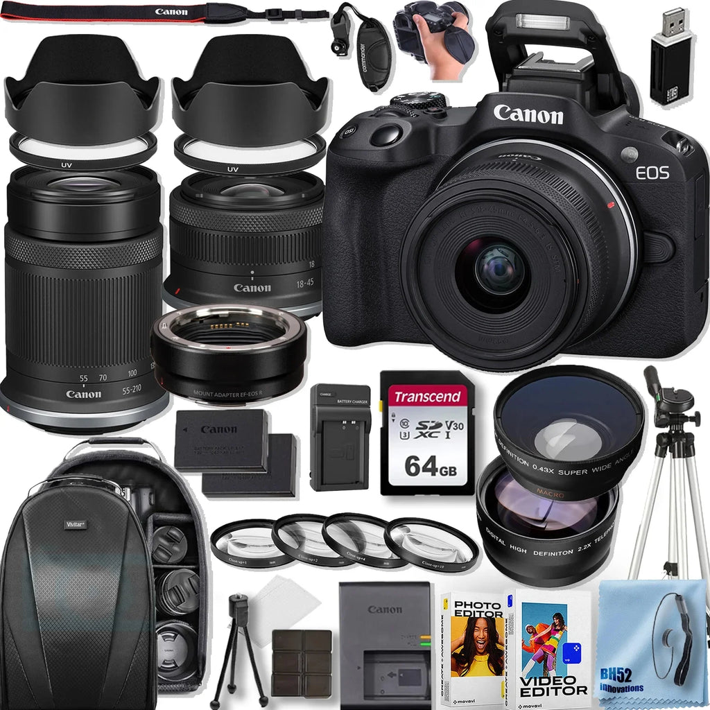 '+ STM EOS + More 18-55mm f/4-5.6 IS EF-S Filters GB 64 With (27pc Memory Extra + Bundle) Canon + SL3 DSLR Rebel Hood + Battery Charger Battery + Camera Lens