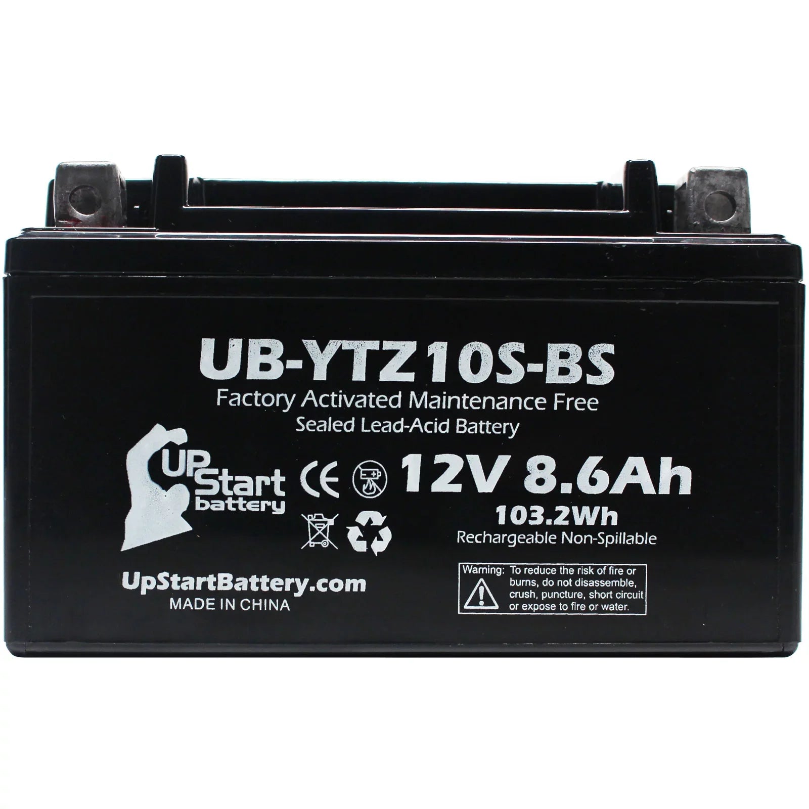 UB-YTZ10S-BS Maintenance Replacement Battery Free, for YZF-R1 Yamaha 2011 - 12V, Activated, 3-Pack Factory Motorcycle 1000CC Battery 8.6Ah, UpStart