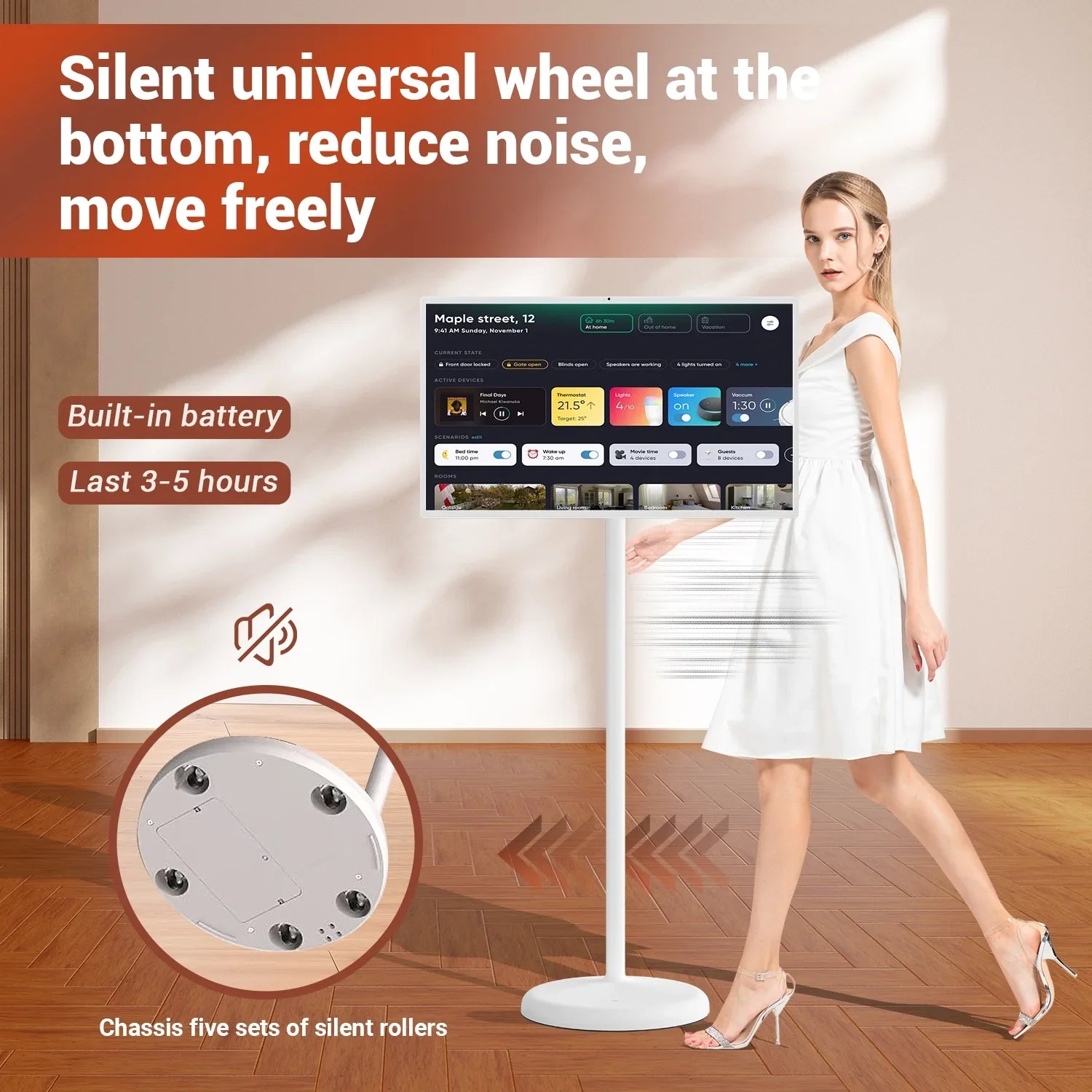 Android 32" Full TV Wheels Tablet Big Touch and Swivel Camera, Built-in Built-in Portable Store). StandbyMe Monitor and OS(Support on Battery(6-8H), with with 12 Screen Rotation