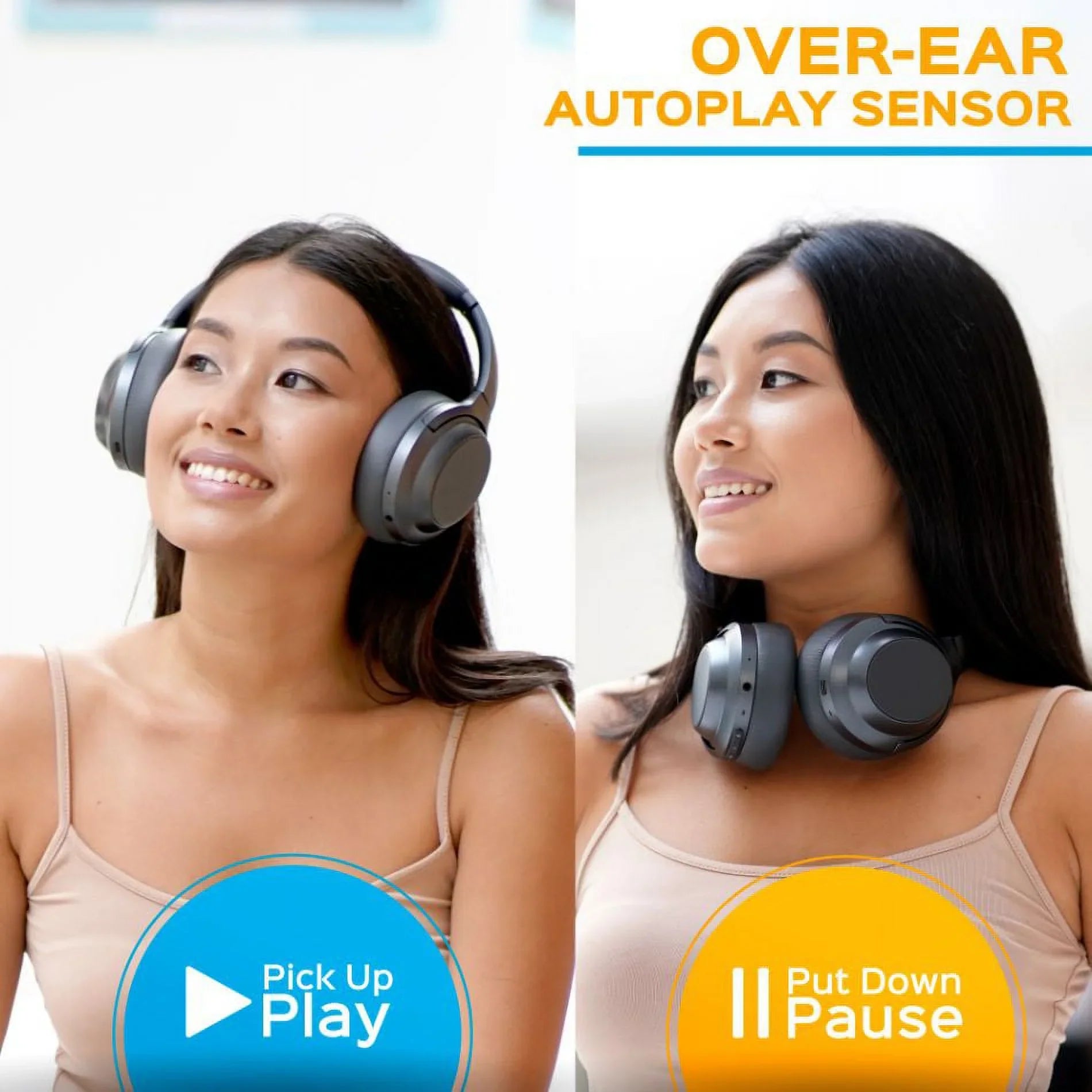 Sound, PRO Z7 Active Noise Wireless Charging, - Hybryd Stereo Over Control Headphones (Grey) USB-C & TREBLAB Canceling Bluetooth w/aptX, Touch Mic Fast 45H Ear Headphones ANC with - Playtime