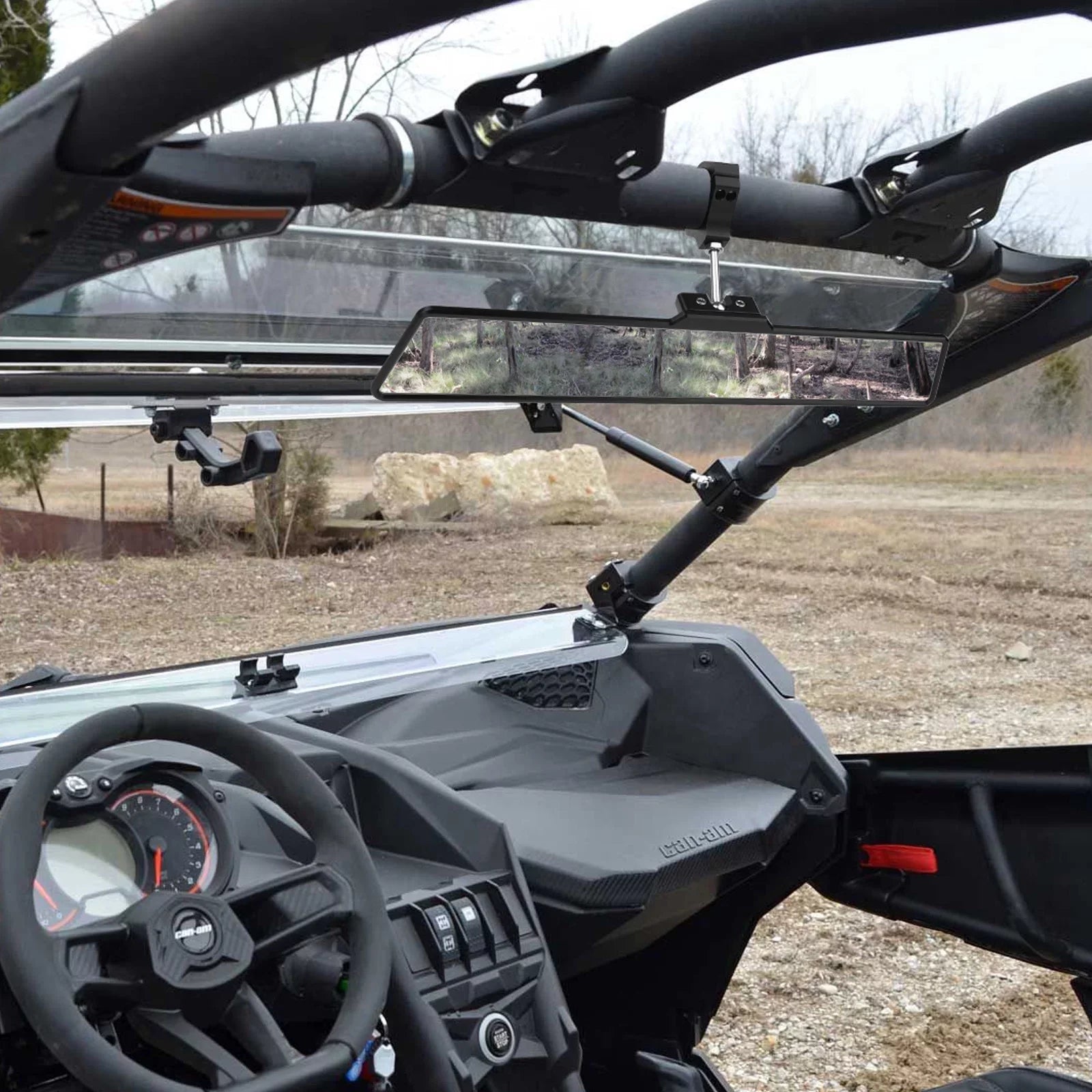 Aluminum Mirrors Rear Polaris MICTUNING Interior w/ White Mirror Center UTV Ranger/RZR 16" Lights View Rearview Fit Universal