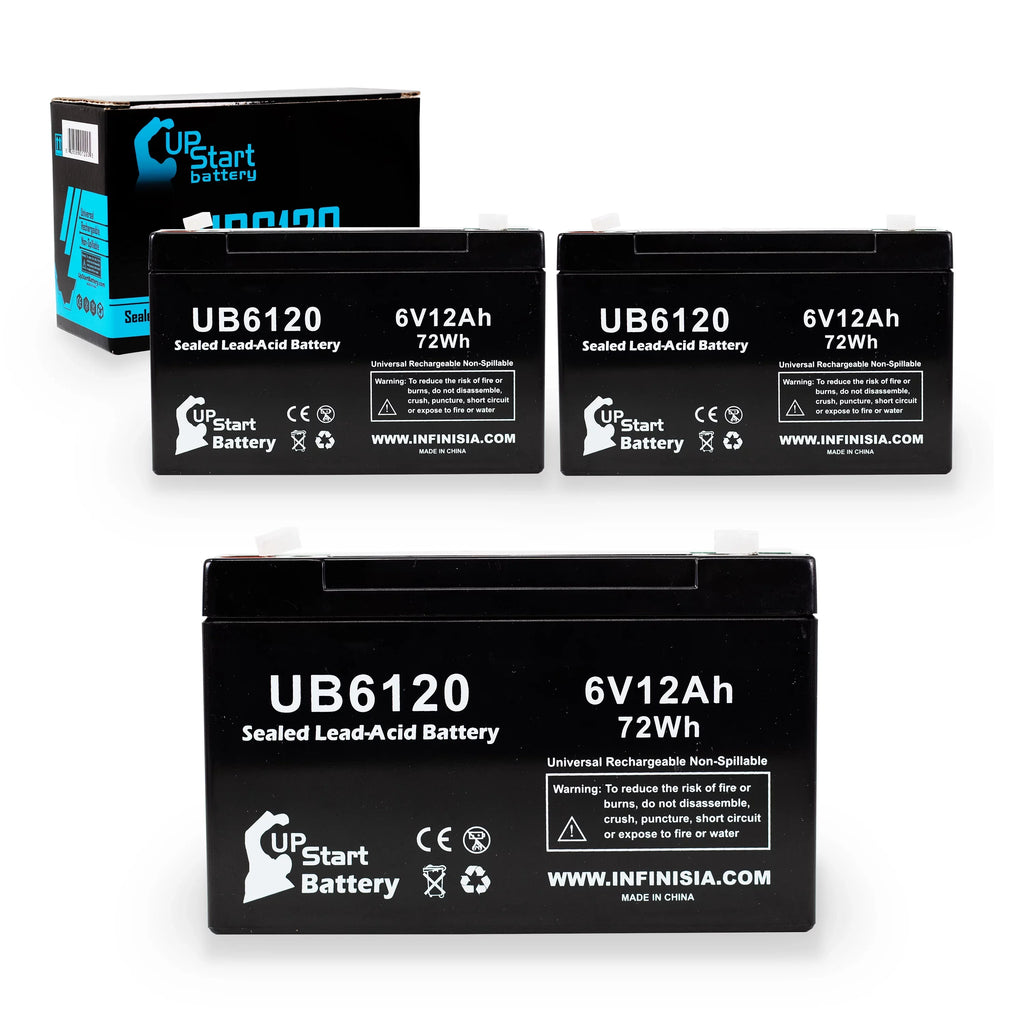 3x Pack Lead F1 UB6120 Tripp-Lite Acid - Replacement F2 Battery - - Battery Includes 12000mAh, F1 to (6V, 6 SLA) Adapters 850 12Ah, Sealed Universal AGM, Terminal Compatible Terminal,