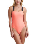 US Swimsuit, Small NEON DKNY ATOMIC Strap One Piece Logo