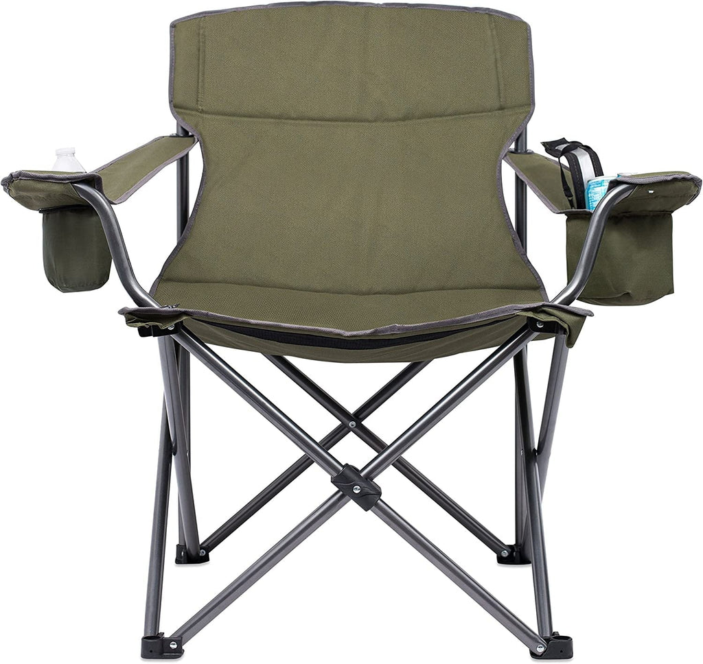 '- Beach Holder Camping Cooler Internet's - Folding Extra Case Bag Cup Best Padded - Duty Insulated exterior - - Heavy - - Sports XL Wide Quad Green Chair Carrying - - -