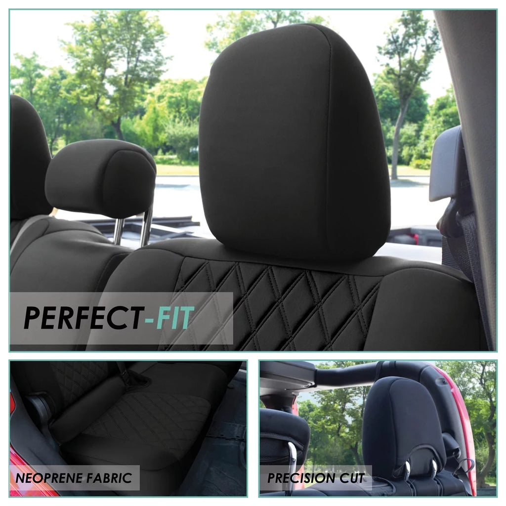 Neoprene Custom 2020-2024 with FH Fit Freshener for Rear Air Car Jeep Group Set Seat Covers Gladiator, Black