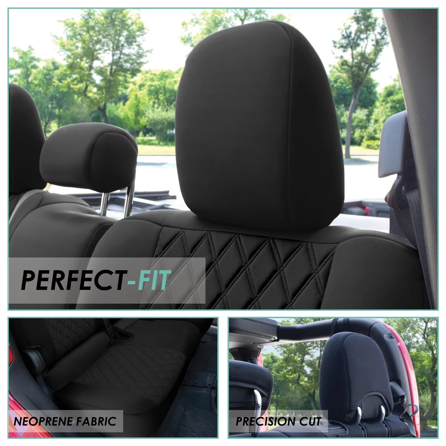 Neoprene Custom 2020-2024 with FH Fit Freshener for Rear Air Car Jeep Group Set Seat Covers Gladiator, Black
