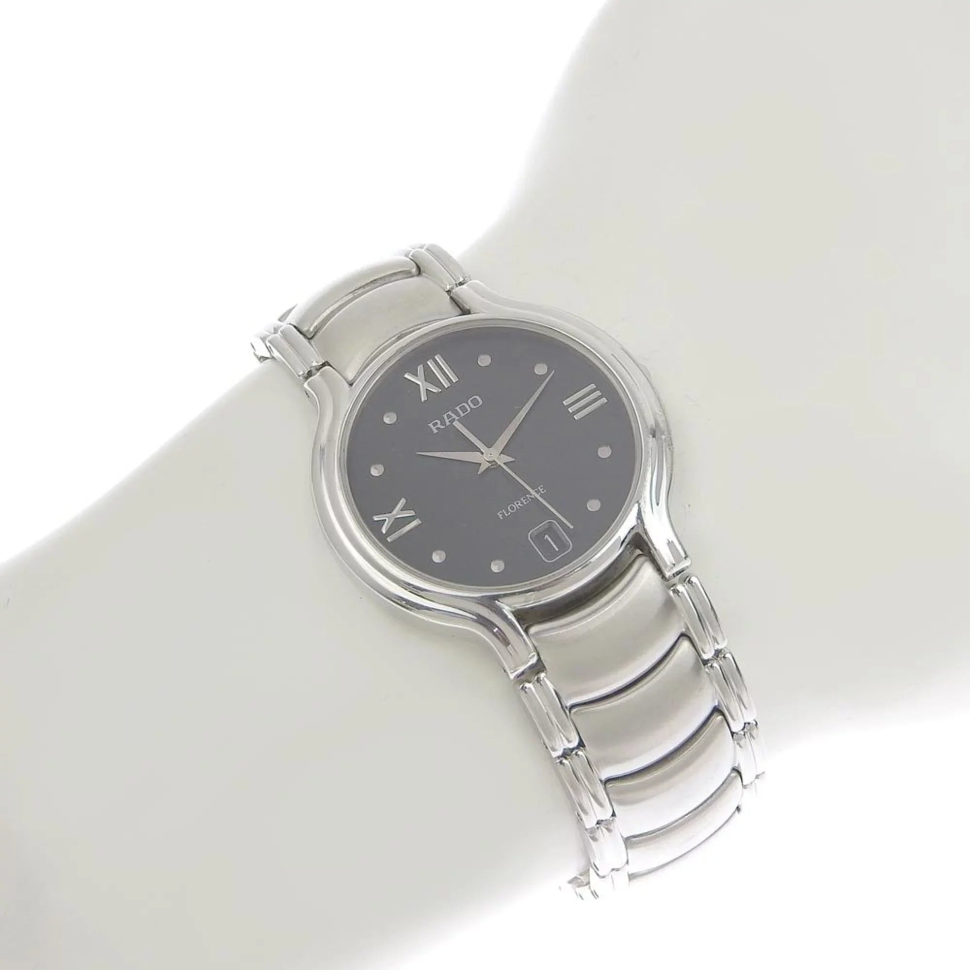 black (Good) Rado quartz Pre-Owned 3777 dial Florence men's RADO 4 115 battery watch