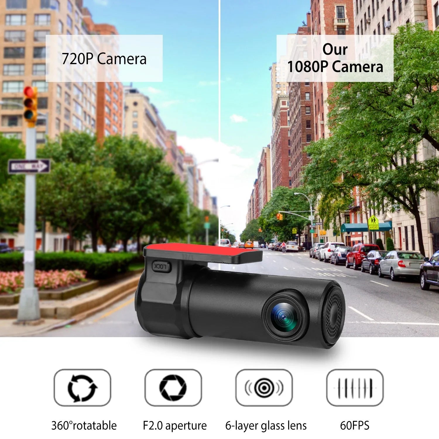 Cam with 11.2ft Camera 1080P Wifi DVR WiFi Lighter Dash Recorder HD G-sensor 170° iMounTEK Cigarette Recording Cable App Car Looping