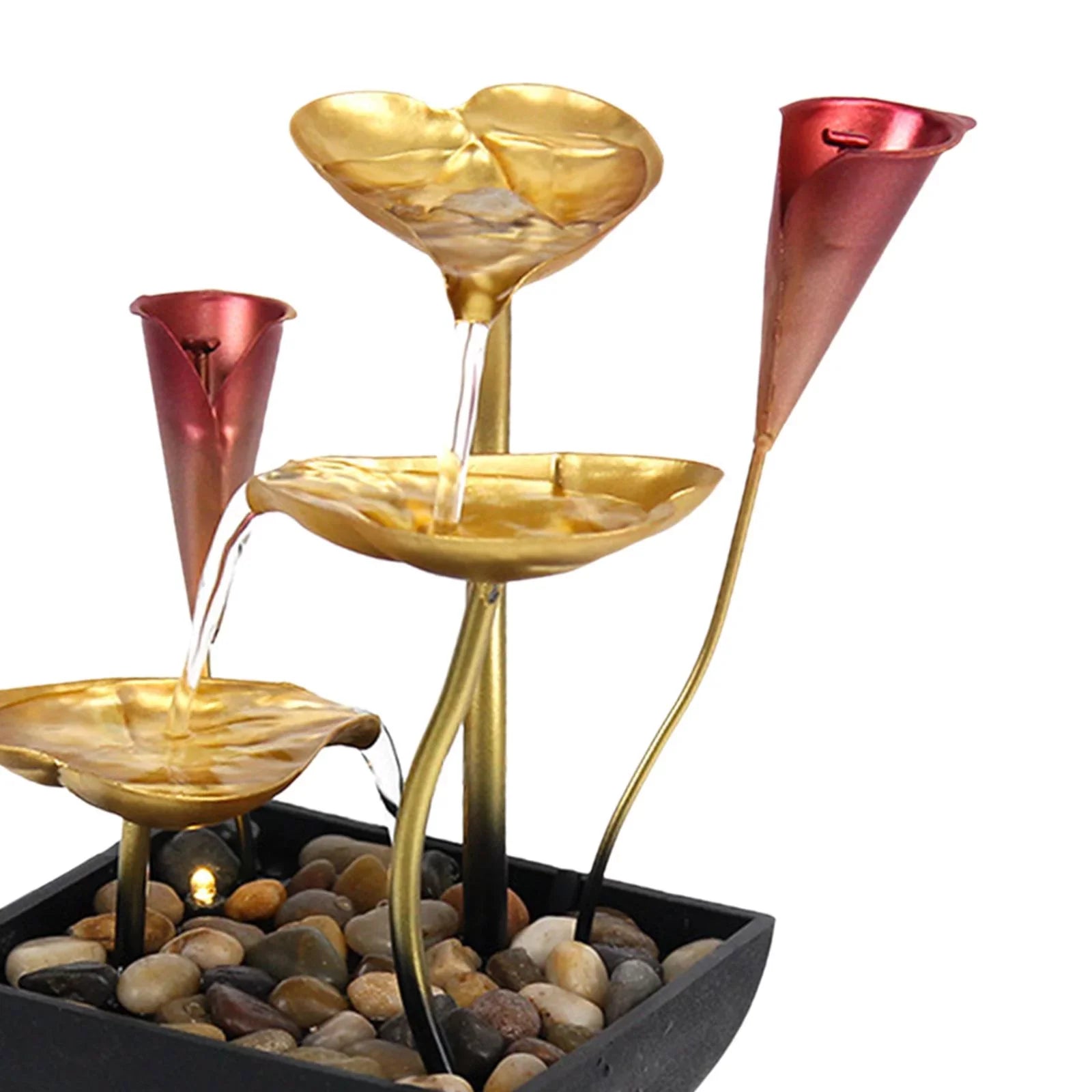Light Home Farmhouse Tabletop Fountain Indoor for liquid LED liquid Garden Warm with Circular Fountain Waterfall Lighted Decoration