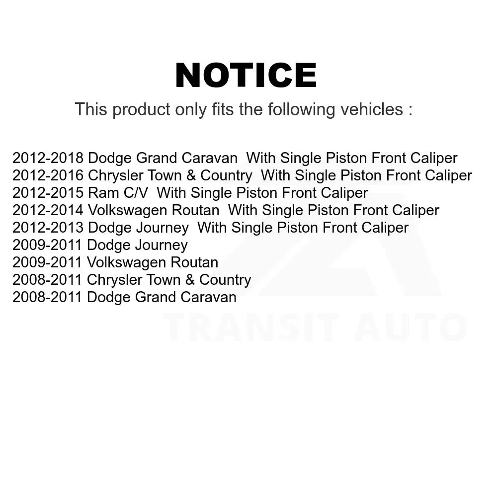 C/V Dodge & Routan Disc Rotors Pair Journey K8-100241 Front Grand Country Volkswagen Ram Town Chrysler For Caravan Brake