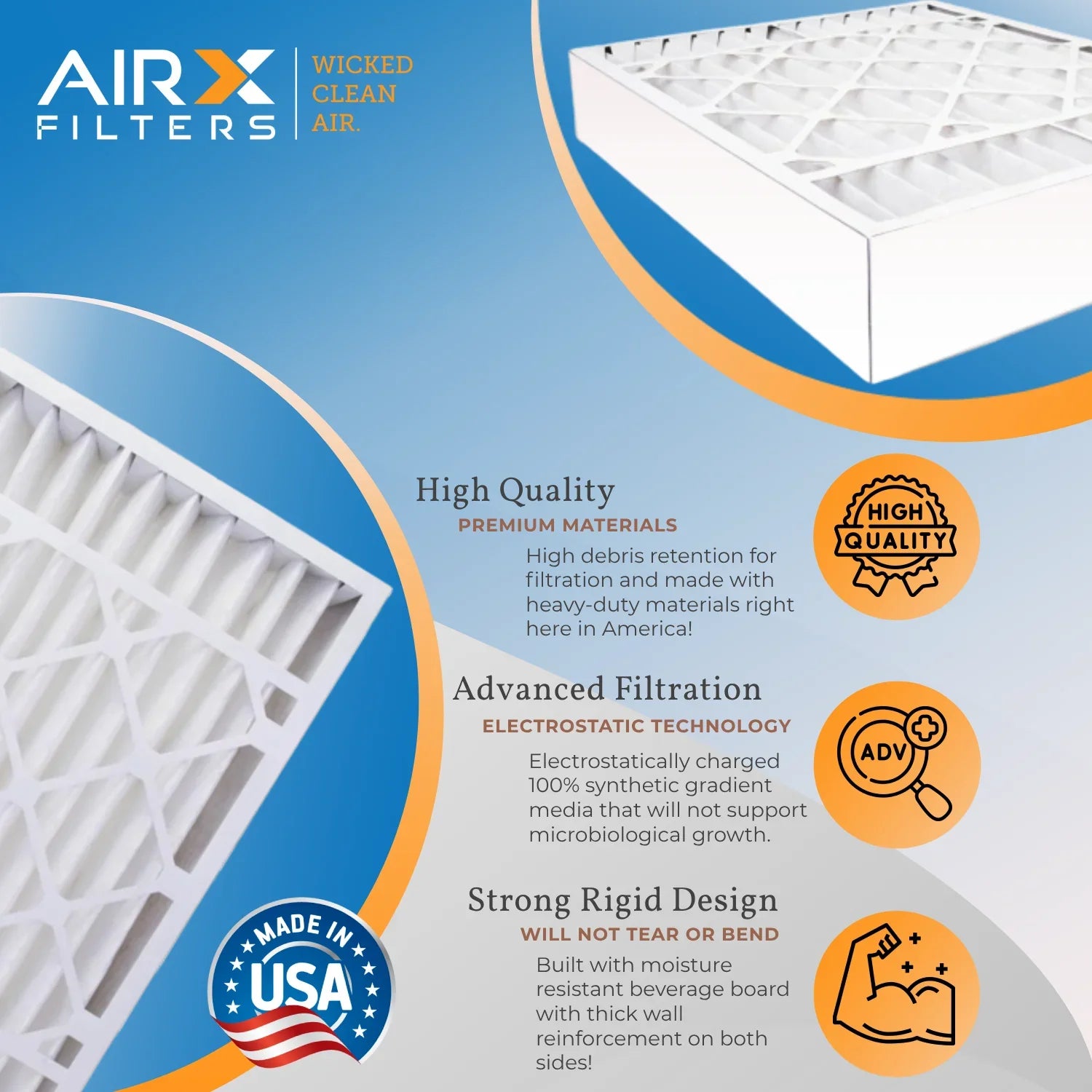 with Furnace 11 FILTERS & Made USA AIRX MERV 14161 Filter CLEAN 1000, Comparable to MPR Pack AIR. by Compatible MPR Premium WICKED 7 Filter GeneralAire 2 1200 16x25x5 16x25x5 FPR Air