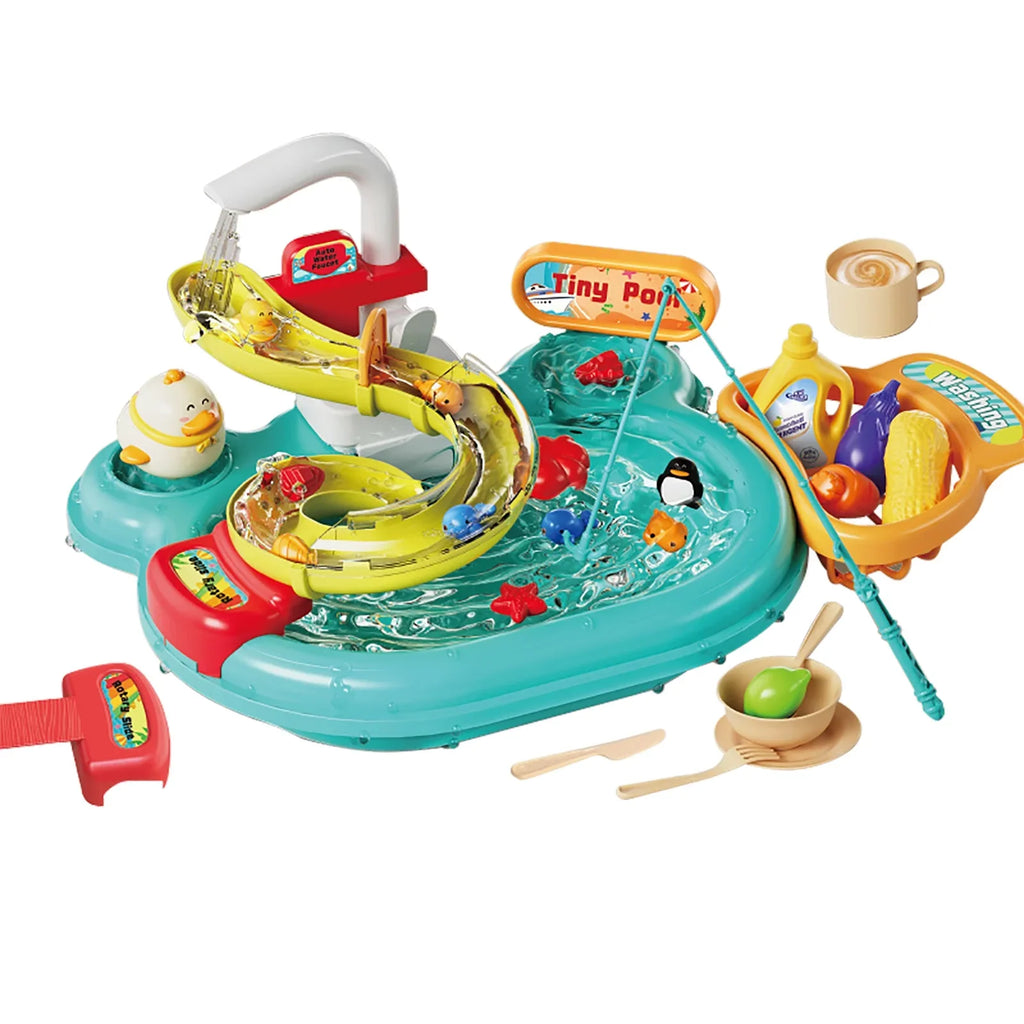 Play Slide Toddler Kitchen 180°Rotatable Pretend A Pretend Pretend Sink Dishwasher Arealer Role Kitchen 22pcs Kitchen Nebublu Role Sink articles,Play 2-in-1 Slide 2-in-1 Play Kitchen 22pcs Furnishing