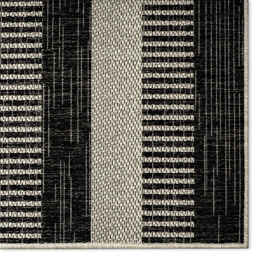 Area Striped 5'2"x7'2" Nicole Black/Grey, Patio Charlotte Rug, York New Modern Country Miller Indoor/exterior