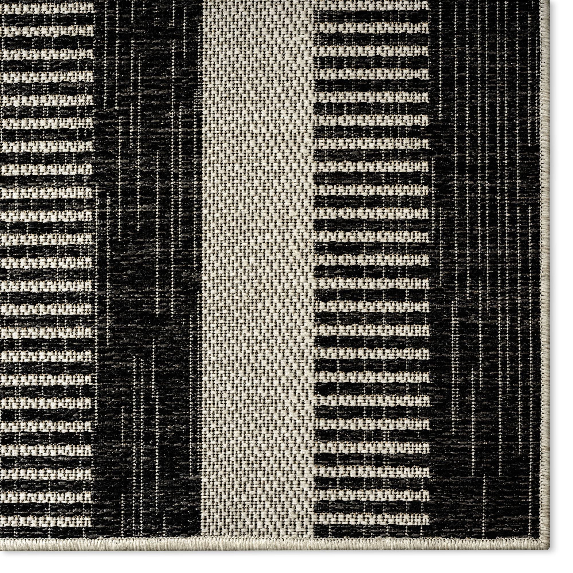 Area Striped 5'2"x7'2" Nicole Black/Grey, Patio Charlotte Rug, York New Modern Country Miller Indoor/exterior