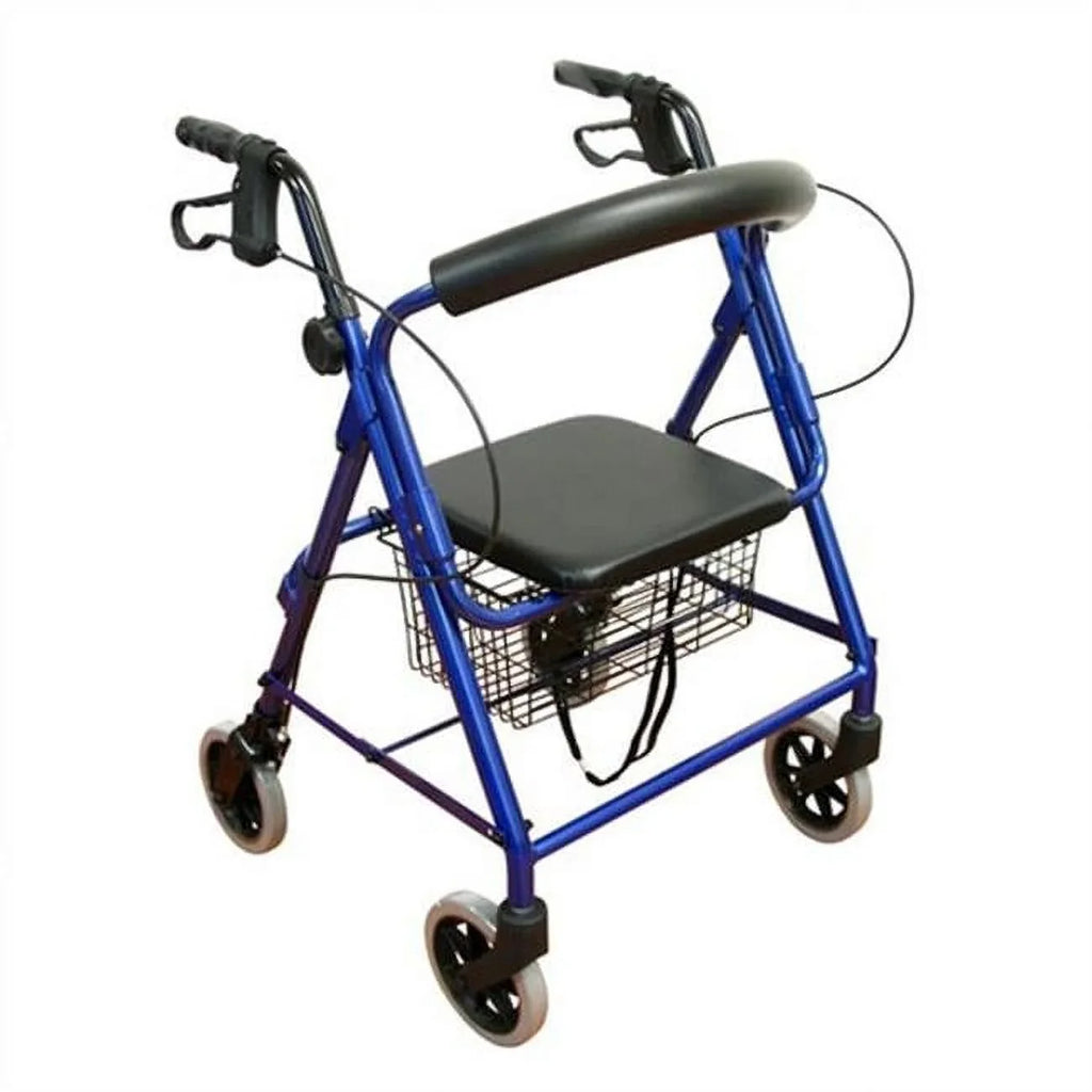 R-4100N-BL Rollator Blue, with 6" Junior Seat, Aluminum Karman Casters Healthcare Low