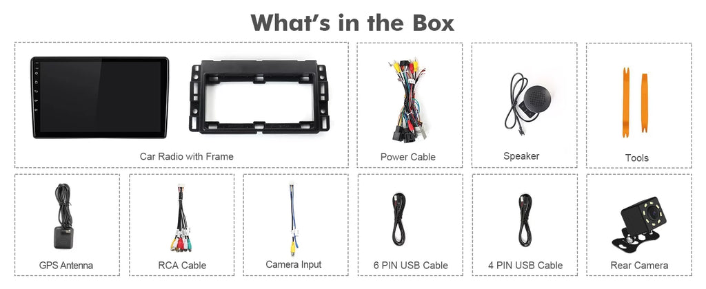 Radio & Screen Camera Car Backup with 2+32G FM Din Aumume IPS Android 10.1 Touchscreen BT for Chevrolet/GMC/Buick inches Stereo Carplay GPS Car Navi Android Support 10 Auto Double