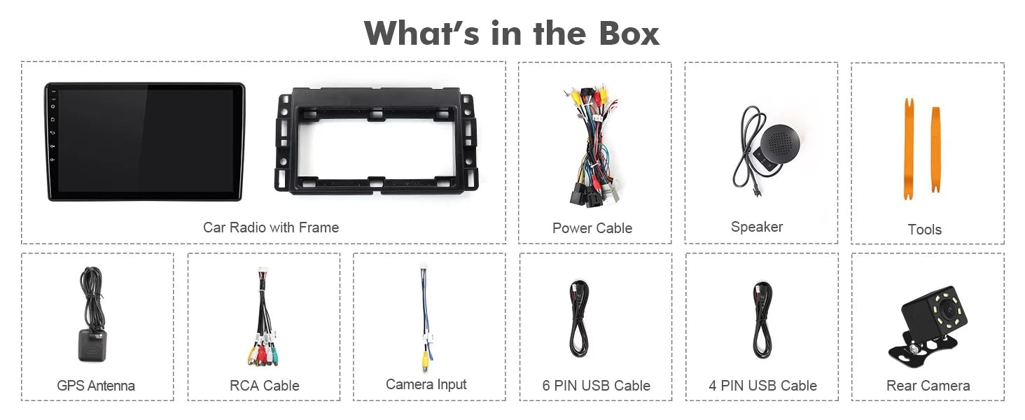 Radio & Screen Camera Car Backup with 2+32G FM Din Aumume IPS Android 10.1 Touchscreen BT for Chevrolet/GMC/Buick inches Stereo Carplay GPS Car Navi Android Support 10 Auto Double