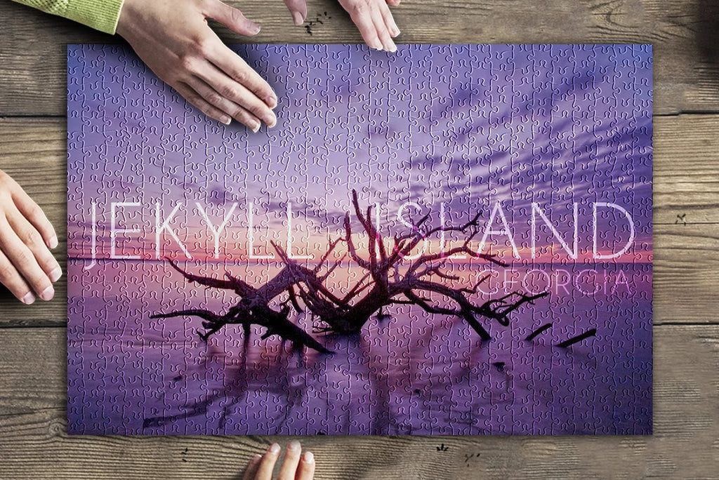 for USA) Jigsaw Island, in and Puzzle on at Sunset Piece Family, inches, Adults 500 (19x27 Made Georgia, Premium Driftwood Beach Jekyll