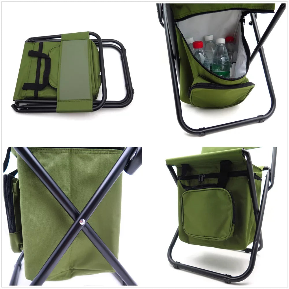 HTTMT- Camping Picnic Multi-use Bag Backpack Stool Chair Cooler with Hiking Fishing New