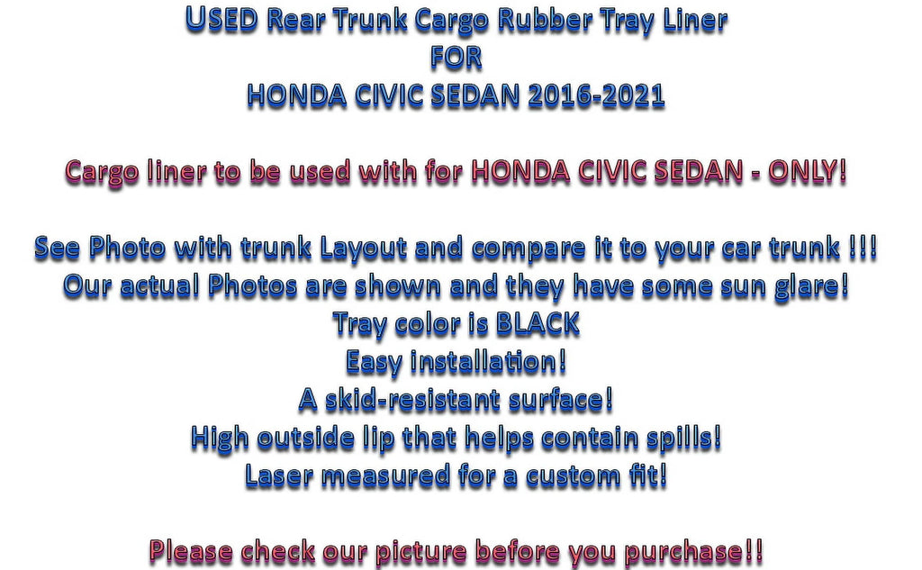 for Install Laser EA Car EACCESSORIES climate-Resistant Sedan Honda – Raised Design Rubber Mat with 2016-2021 – for Trunk Non-Slip Cars Trunk Mats to Easy Lip – Civic Cargo – Trunk Mat Liner Pre-Cut –