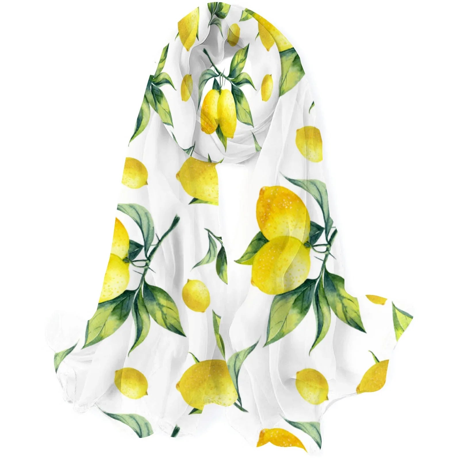 Packed Lemon Wraps Oblong Women Sunscreen Long Hair Wraps Silk Headscarf FREEAMG Shawls Neck for Gift Large Scarf
