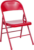 Red Triple Chair Folding & Metal Braced Pack Double Hinged 4 Series HERCULES