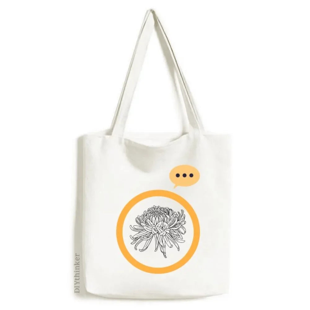 Canvas Illustration Expression Sack Shoulder Flower Bag Tote Chrysanthemum