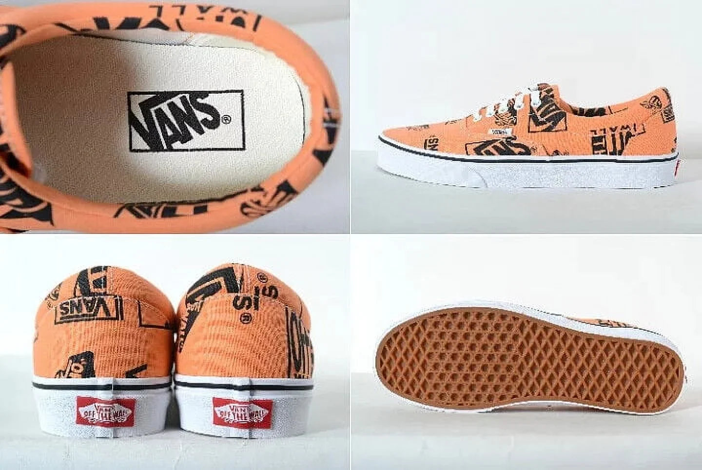 NEW MEN ERA MIX LOGO SKATEBOARD SHOES VANS 9 TANGERINE/BLACK dimension CLASSIC LOW