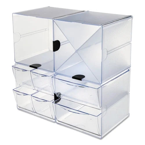 4 Organizer, Cube x 6, x 4 Plastic, Each deflecto | Order 6 Compartments, 1 7.2 Clear Drawers, Stackable of