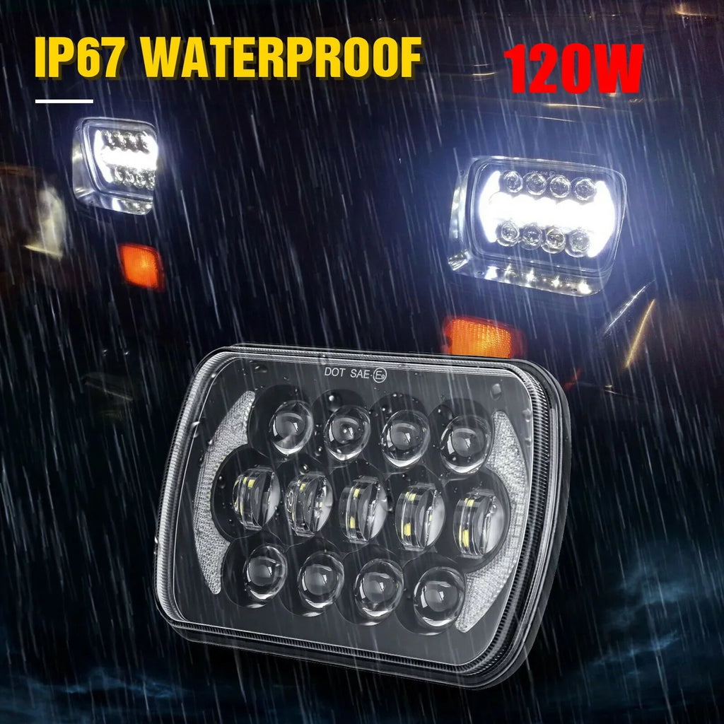 Jeep LED XJ For Headlight Chevrolet 5x7" Pair 7x6" Lo Beam Cherokee Hi 400W DRL