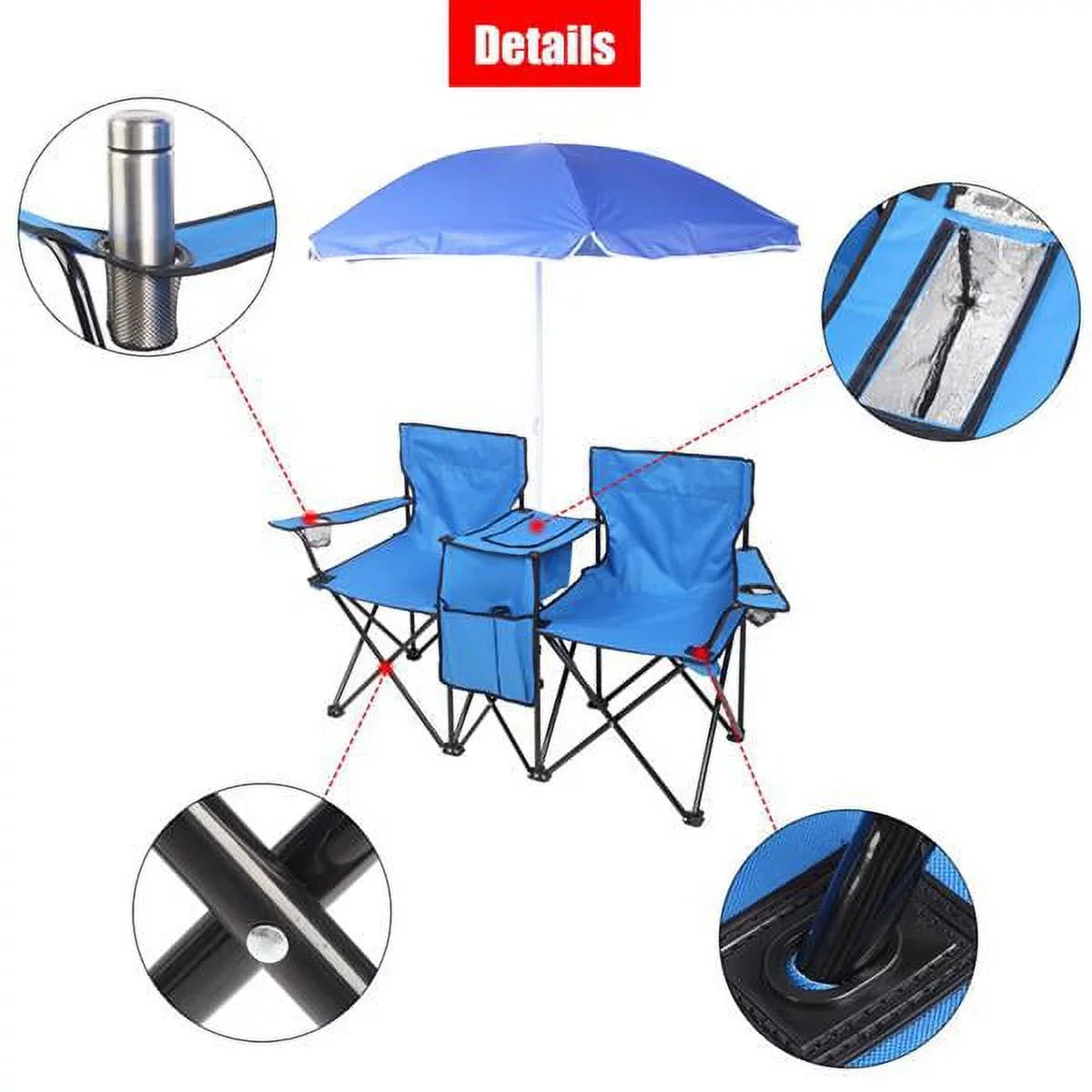 for Portable Carrying Chair Mini with Patio Bag, Blue Strength Chair, Park exterior Folding Beverage Pool SYTHERS Camping Chair, Holder Beach exterior Camping Table Beach High Double