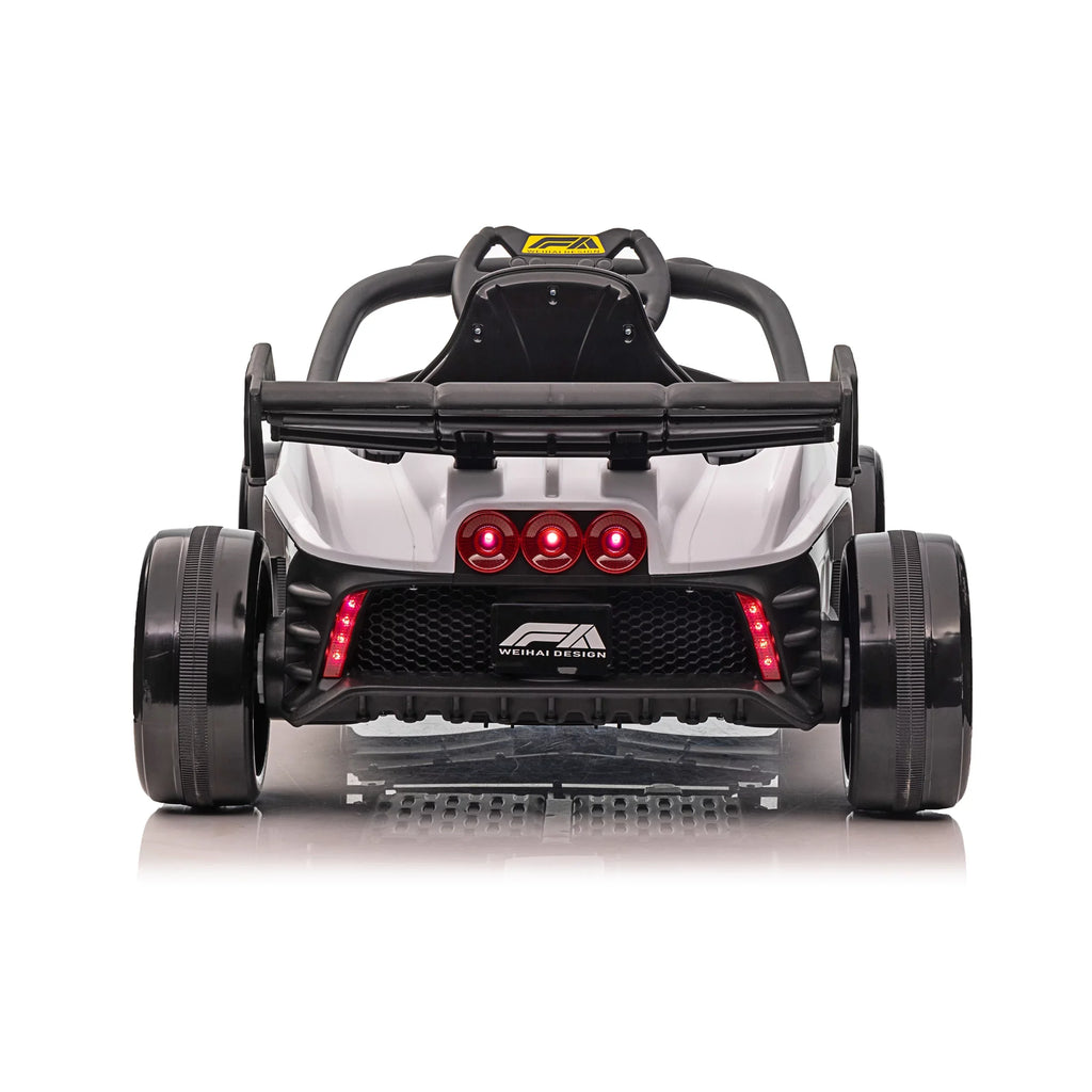 White W/Remote Blazin' 12V F1 Operated Years 3 on up Wheels and Battery Ride
