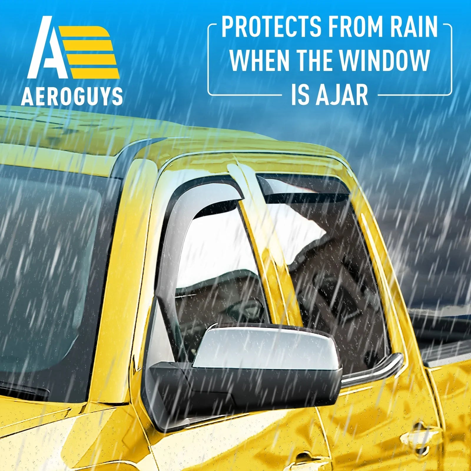 Extra 1500 AG0421 Rain Guards Fit Visors, Window (Chevy) 2014-2018 Sun Visors, Window Crew Deflectors Chevrolet for -4pcs. In-Channel Vent Accessories Cab, AEROGUYS Wind Silverado Durable Truck Visors