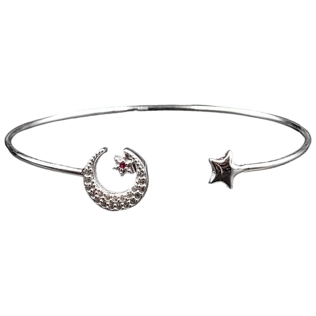 Star CZ idea Girls design Open Gift Best Solid and Kada Celesticle Bracelet Moon jewelry Silver for cuff Handmade Adjustable ended