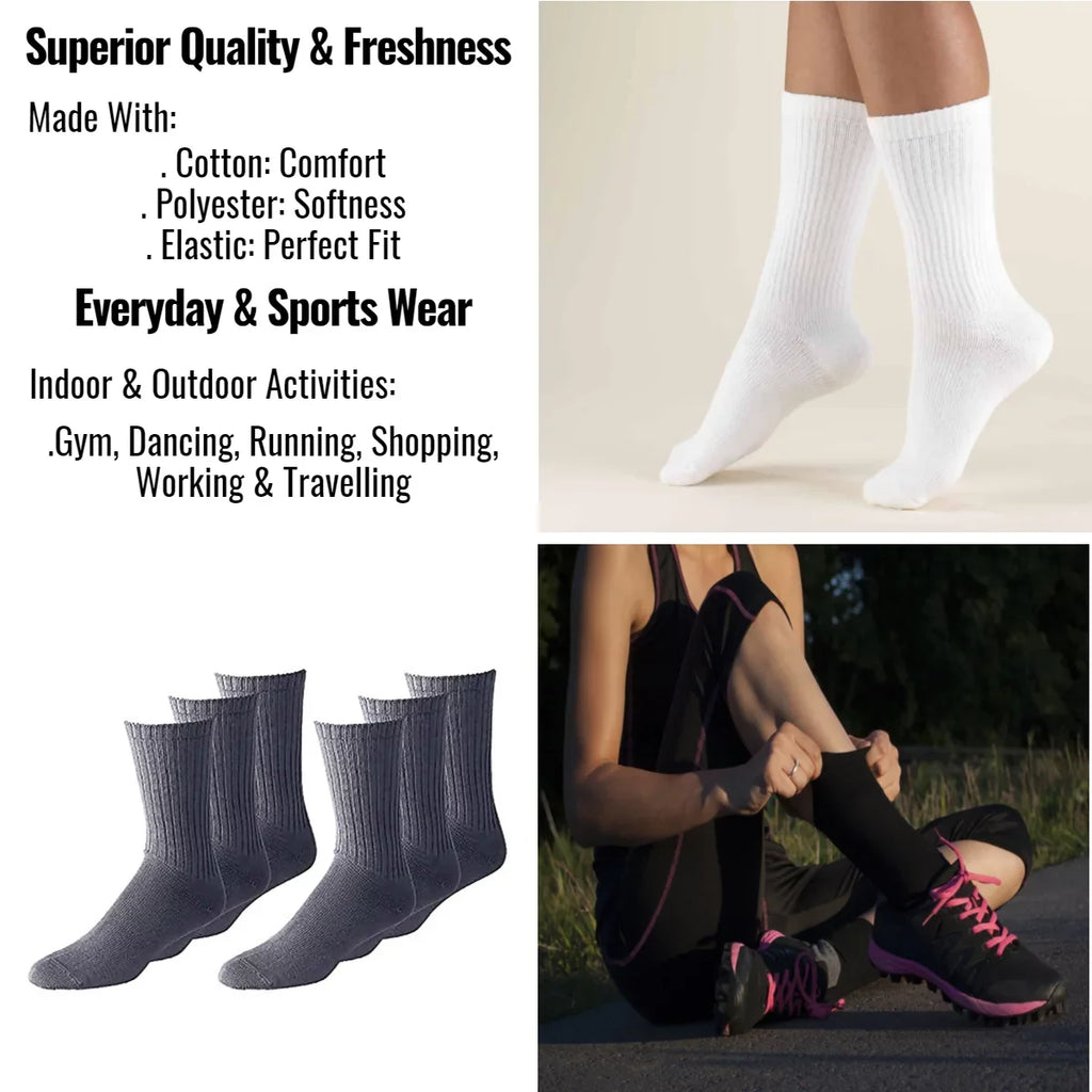 9 11) Sports to Crew Cotton Unisex Socks Pack 10 Athletic (White, Unibasic