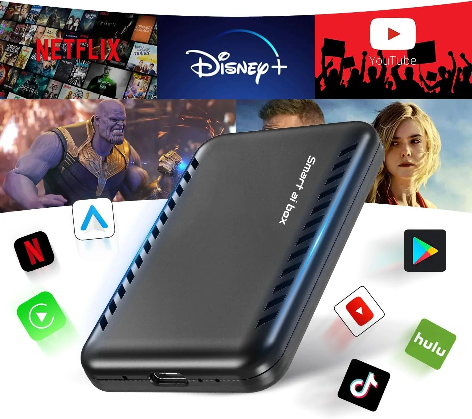 & CarPlay Wireless The [2024 Android Auto for Newest] Pro to Adapter Drivebox Autoflix,4 Car Car Your Netflix/Youtube/Screen Magic Adapter Wireless Box Link with in CarPlay Stream 1 Mirroring,