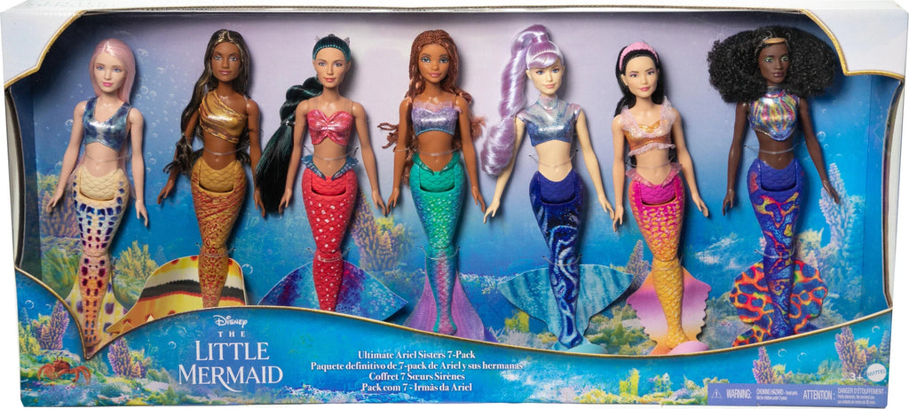 Set Sisters Ariel Doll with Disney Fashion The 7-Pack, 7 Ultimate Little Mermaid Dolls Mermaid