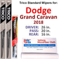 Wiper Grand of 2018 (Set w/Rear 3) Caravan Dodge Wiper Blades