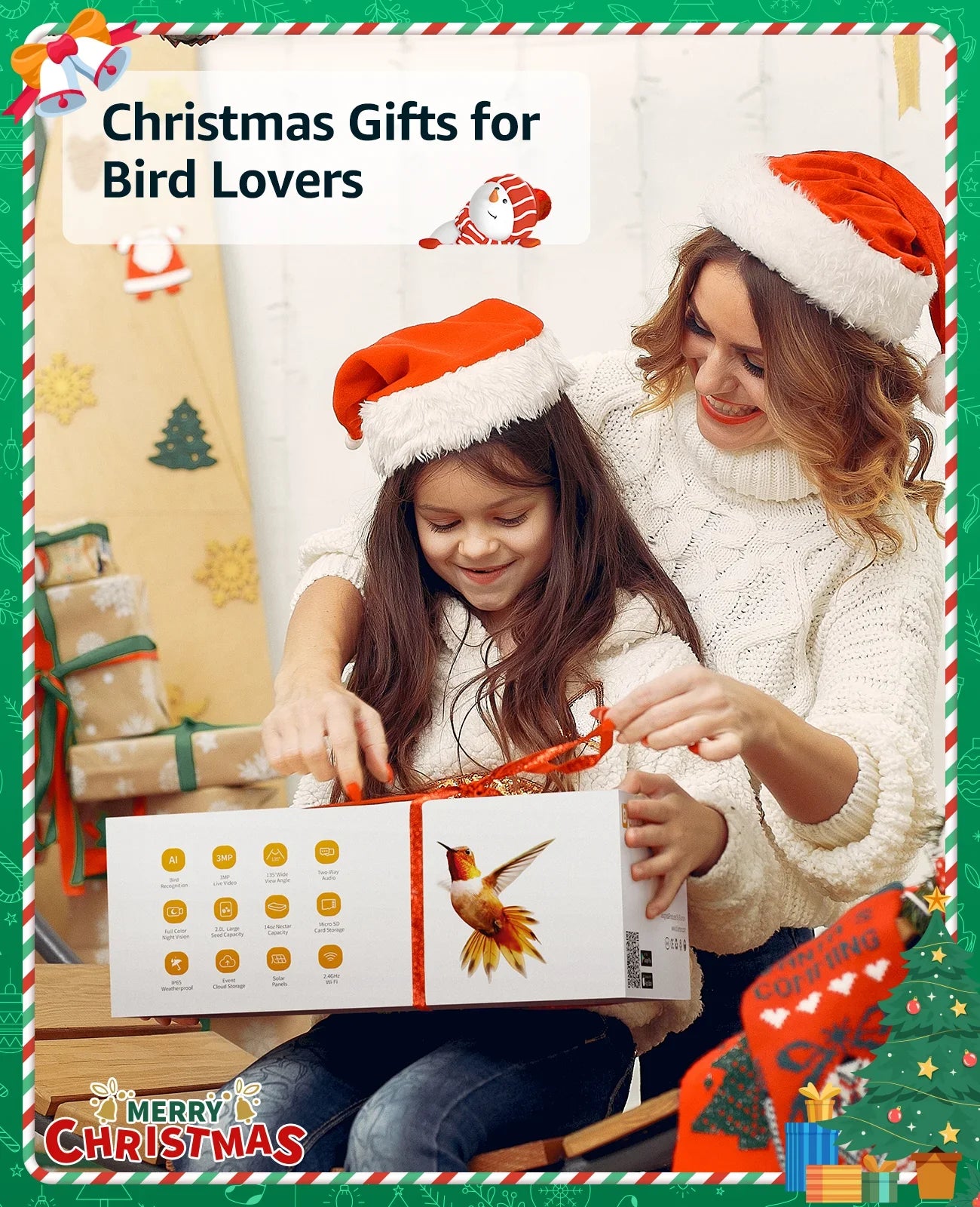 Gift Anyone Feeder 1 in 2 Feeders Bird Ideal Hummingbird Camera, AI with Camera, Bird HD Close-Ups Capture Camera Birds for with of Species, Auto 3MP with Identify Unique