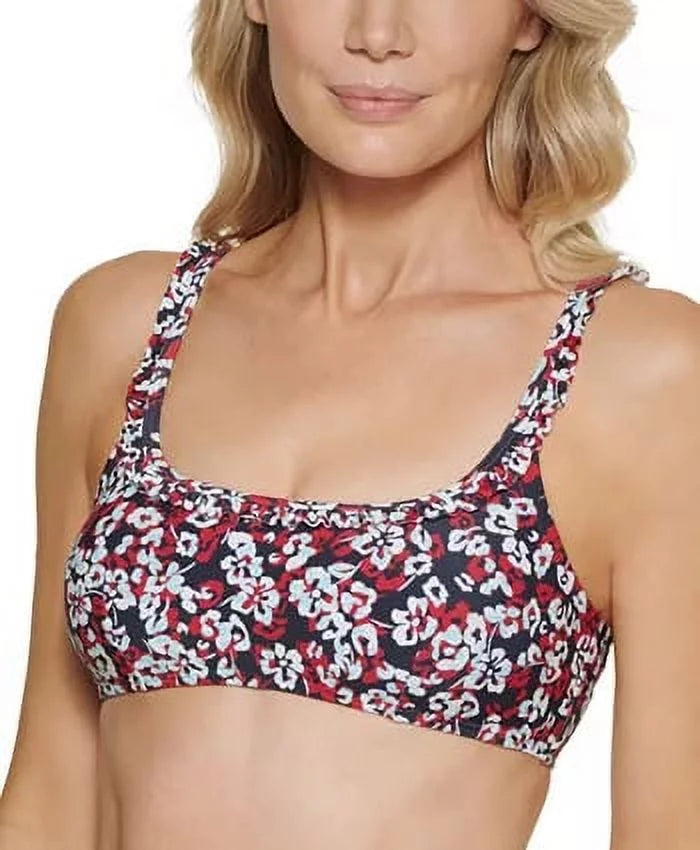 Swim US FLORAL Bikini Ruffle Hilfiger Top, 2X-Large Printed Tommy HAMILTON