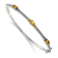 Silver Couture with Citrine Sterling QTC1449 Oval Shey Bangle Hinged Antiqued 14K Accent