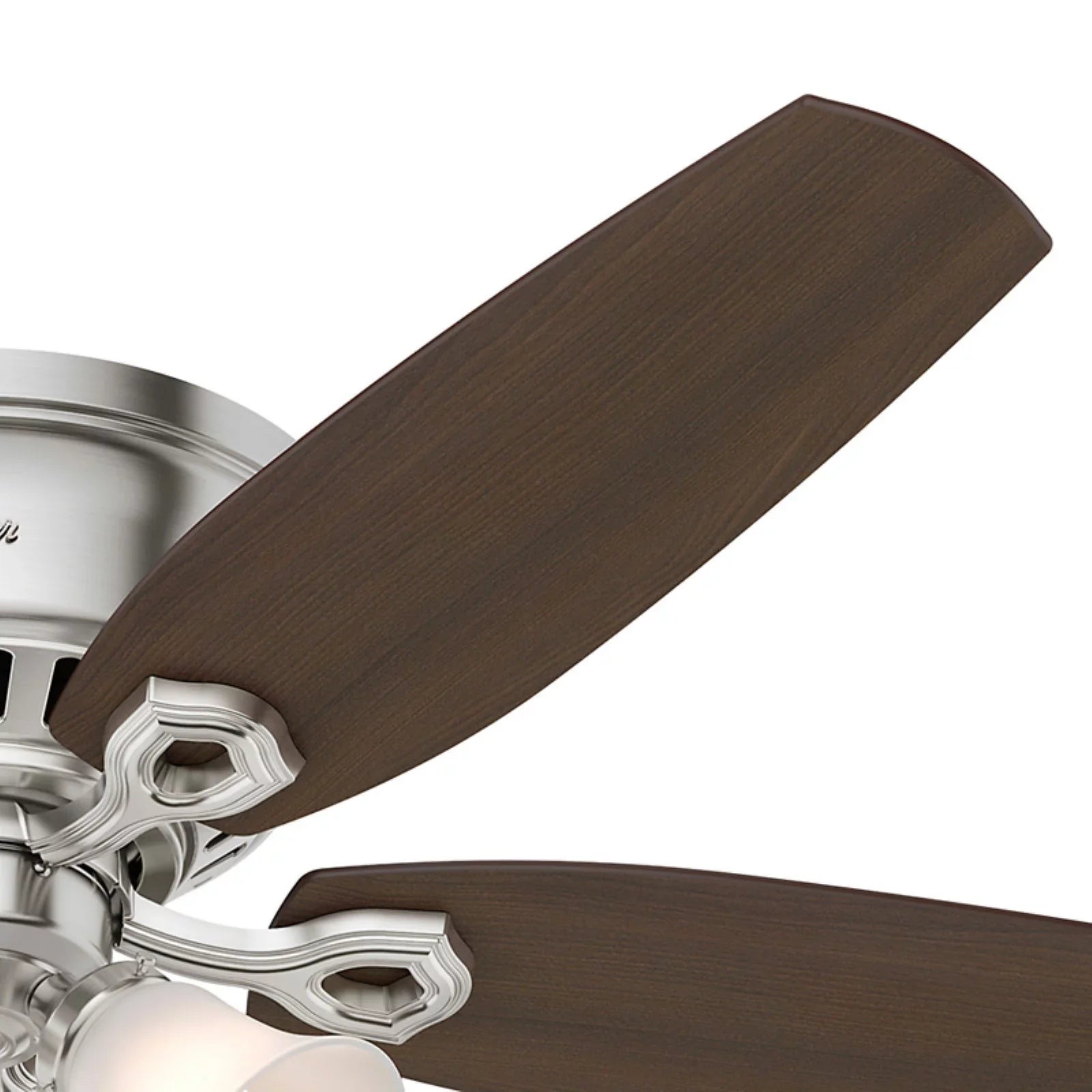 Company Chain, Low Fan Profile 52" Snow Fan Pull Ceiling w/ Hunter White Builder