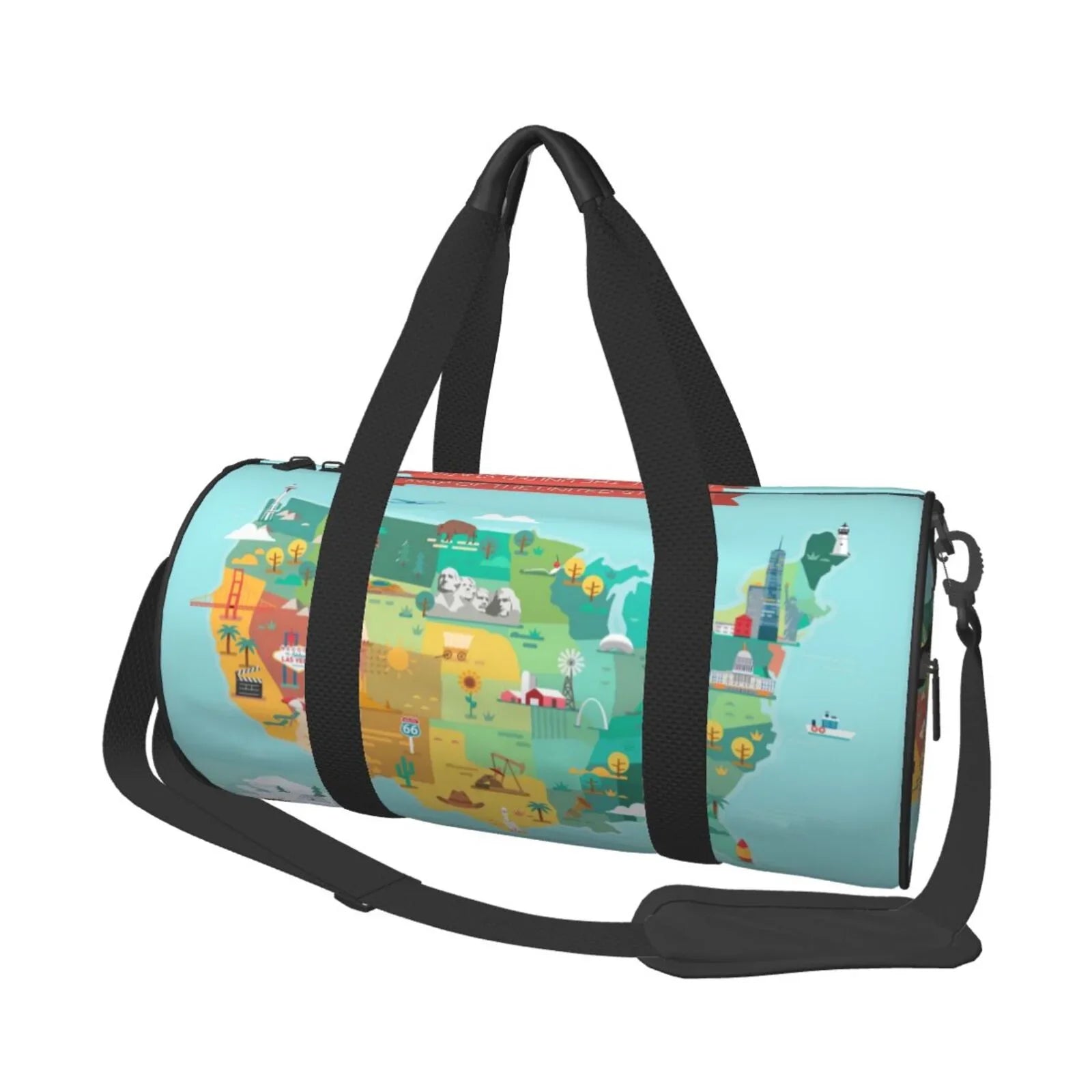 USA Pocket Bag and Tourist Coaee Large Compartment Map Travel with Luggage Sports Bag Cylinder Capacity Waterproof Bag Gym